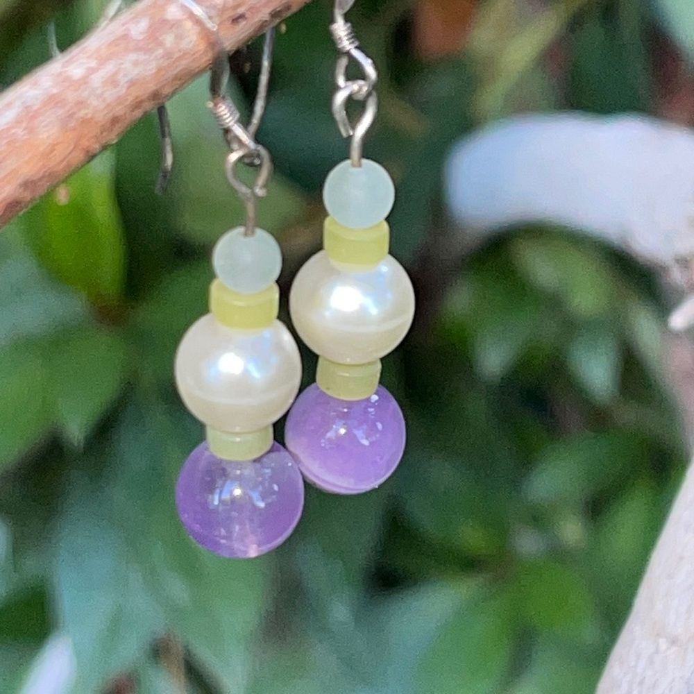 Artisan Pearl Amethyst Sterling Silver Earrings